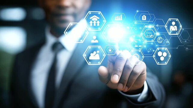 Corporate digital empowerment roadmap icon concept design displaying professional elements for enhanced business growth, with copy space