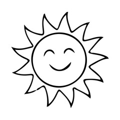 Happy Sun Drawing Outline