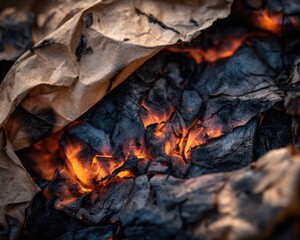 Burning Crumpled Paper Extreme Close Up