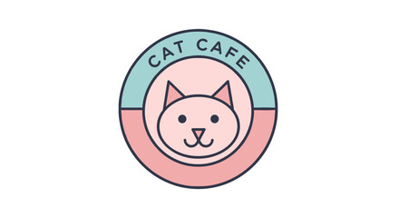 Fototapeta premium Cat Cafe Logo Design with Cartoon Cat.