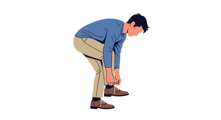 Naklejka premium Man bending down to tie shoe.