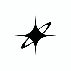 Obraz premium Abstract Black Starburst With Orbiting Ring Graphic.