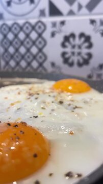 fried egg in a frying pan
