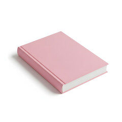 Pink hardcover book with white pages on white background transparent background