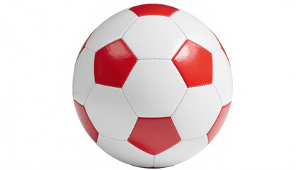 Fototapeta premium Red and white soccer ball on white background football