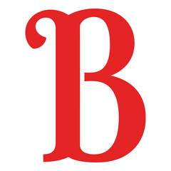 Large red letter B in elegant serif font isolated on white background icon © Sajid
