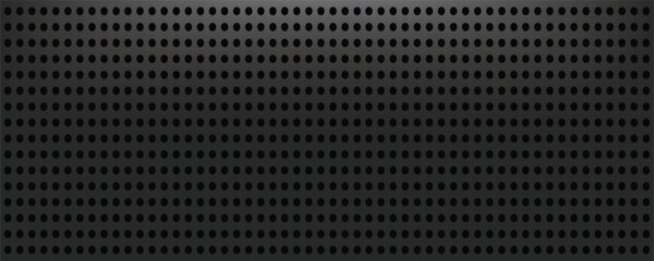Black metal texture steel background. Perforated sheet metal. vector
