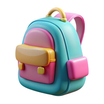 3d rendered cartoon backpack isolated on transparent background