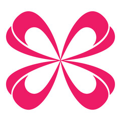 Fototapeta premium Pink abstract flowerlike shape with curved lines and petals design element graphic icon
