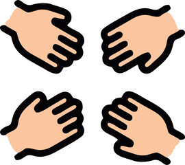 Obraz premium Cartoon Hand Gesture Icon Set in Flat Style