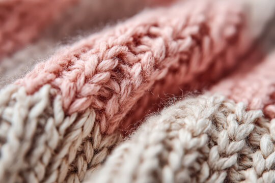Close Up of Soft Knitted Fabric in Warm Colors