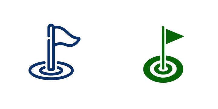 Two different golf flag icons with transparent background