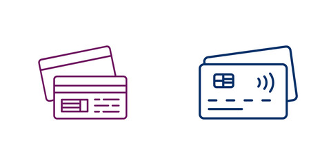 Obraz premium Two credit cards with different colors isolated on transparent background