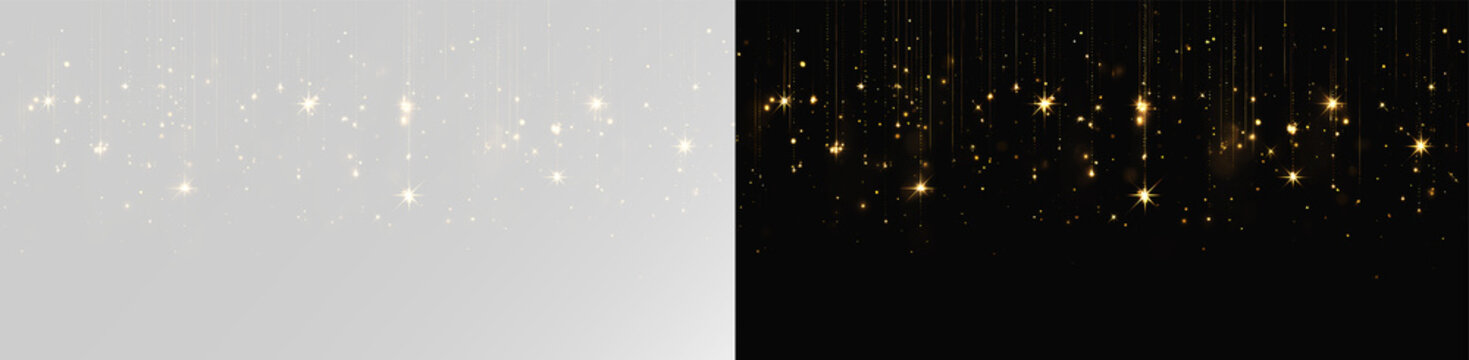Abstract golden light streaks with sparkling particles and festive glowing shimmer overlay glitter png 
