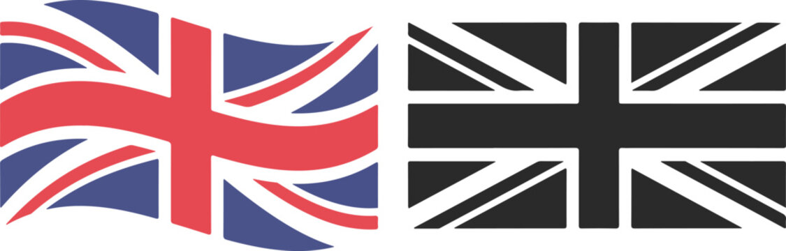 Union Jack flags vector illustration, UK symbol flat design
