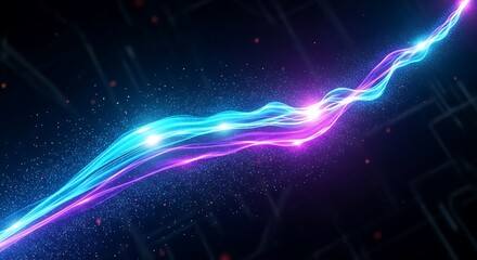Obraz premium Electric Neon Wave with Particles