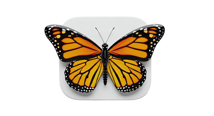 Fototapeta premium Monarch Butterfly on White Square
