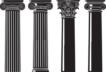 Ancient Columns Icon Set. Vector