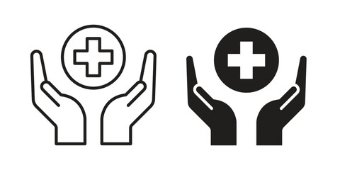 Fototapeta premium Healthcare icon. Simple outline style concept. Thin line vector illustration.