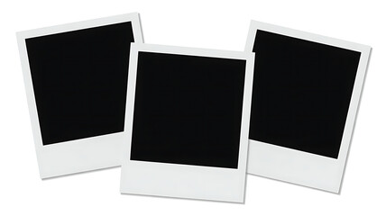 Three Customizable Blank Instant Camera Photo Frames with Subtle Drop Shadows, Ready for Your Pictures and Creative Design Projects