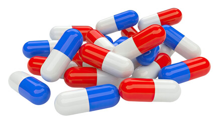 Pile of Red, White, and Blue Capsules