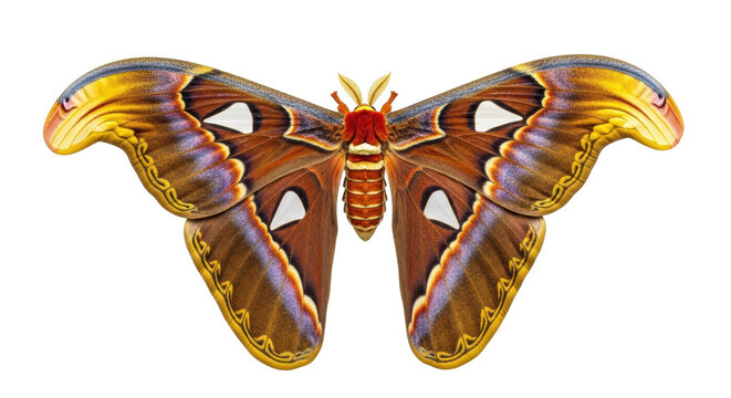 Isolated Atlas moth, Attacus atlas, beautiful giant moth, insect with ornamental wings