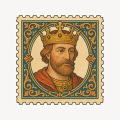 Obraz premium Vintage regal postage stamp illustration.