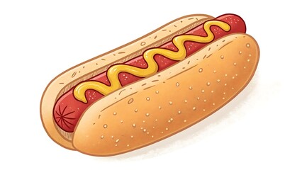 A hot dog with ketchup and mustard on a bun