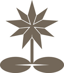 Obraz premium Stylized brown floral emblem with a central bloom and leaf shapes