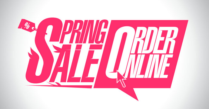 Spring sale, order online - vector banner design template