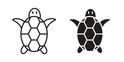 Obraz premium Sea turtle icon. Simple outline style concept. Thin line vector illustration.