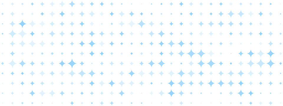 White background with light blue star pattern scattered across. Cute Y2K grid, sparkle rhombus shapes in gradient transition. Vector geometric abstract minimal design. Simple texture