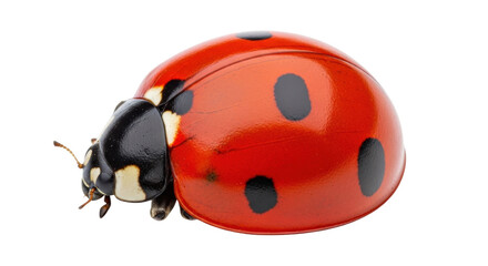 Isolated ladybug seven-spot coccinellidae, red insect with black spots, adorable beetle nature