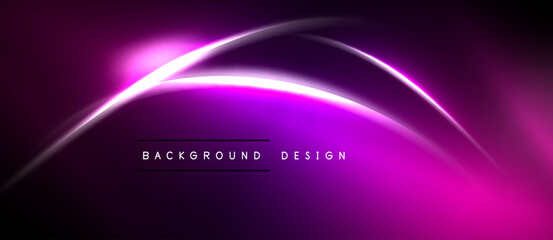 Obraz premium Abstract purple glow. Smooth curves create dynamic visual effect. Dark background emphasizes bright lines, modern design element.