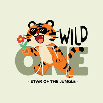 Cute Cartoon Tiger Wild One Illustration