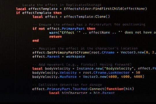 Script code on monitor, closeup. Software development concept