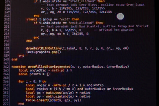 Script code on monitor, closeup. Software development concept