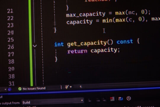 Script code on monitor, closeup. Software development concept