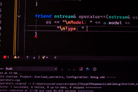 Script code on monitor, closeup. Software development concept