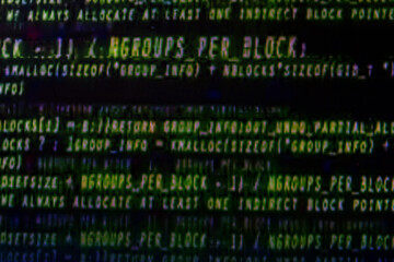 Script code on monitor, closeup. Software development concept