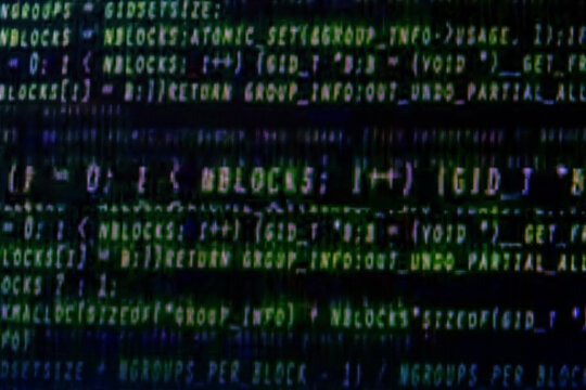 Script code on monitor, closeup. Software development concept