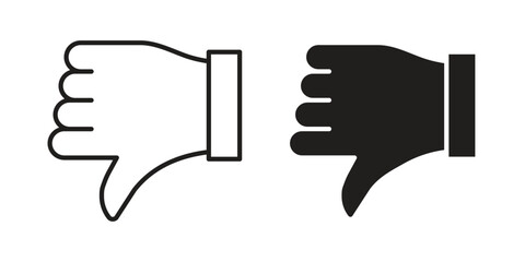 Obraz premium Thumb down icon. Simple outline style concept. Thin line vector illustration.