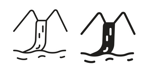 Obraz premium Waterfall icon. Simple outline style concept. Thin line vector illustration.
