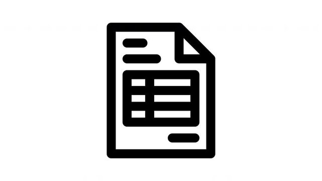 Data Table Document Motion Icon with Structured Grid Layout Transparent Alpha Channel for Web App Analytics Interface