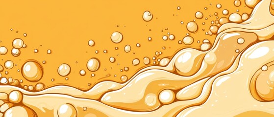 Vibrant orange background with swirling foam and bubbles creating a lively texture