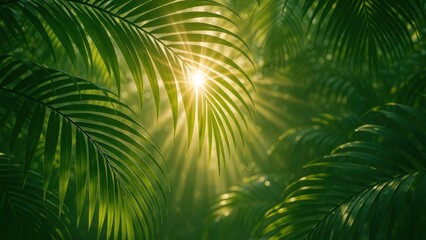 Obraz premium Lush jungle sunlight serenity wallpaper for desktop screen