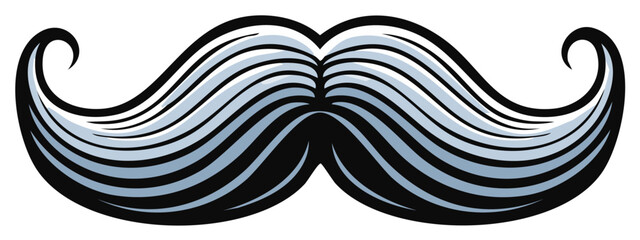 Fototapeta premium Curved Gentleman's Mustache with Swirled Ends Black and White