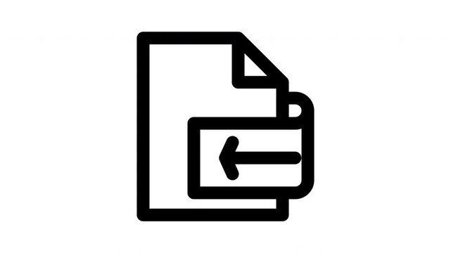 Import File Motion Icon with Document and Arrow Symbol Transparent Alpha Channel for Web Application Data Interface