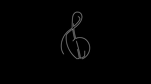 The appearance of a treble clef made of white lines on a black background. 4K