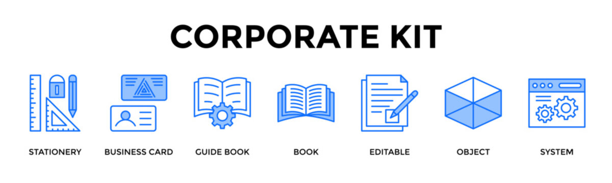Corporate Kit Icon Set Collection Pack Banner Web Vector Illustration  Concept Containing Standardize Corporate Materials Into Cohesive Brand System